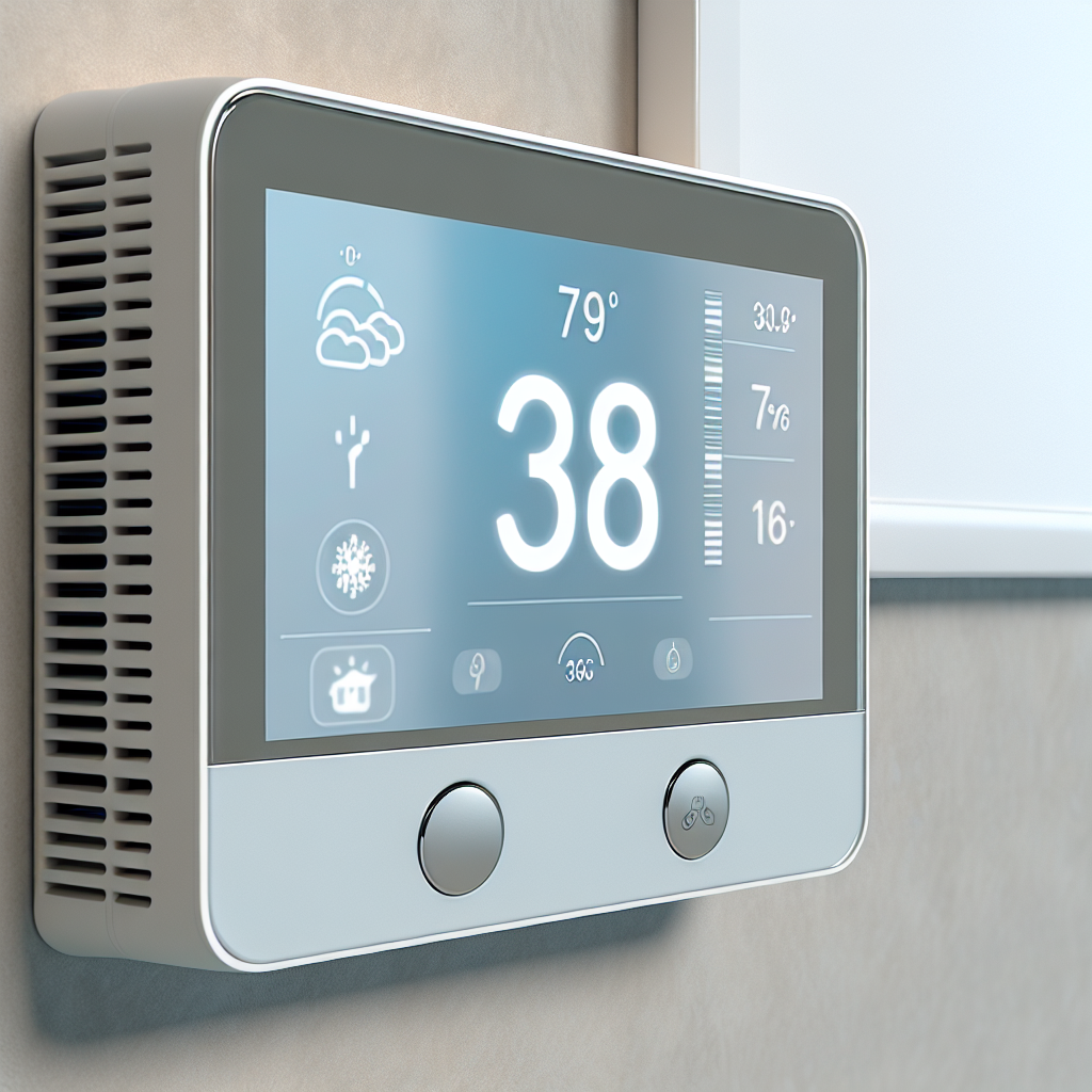 Un thermostat intelligent moderne installé sur un 